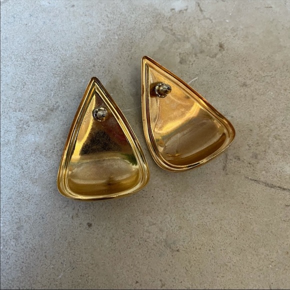 Vintage enamel, brass large pierced new earrings - Picture 5 of 5